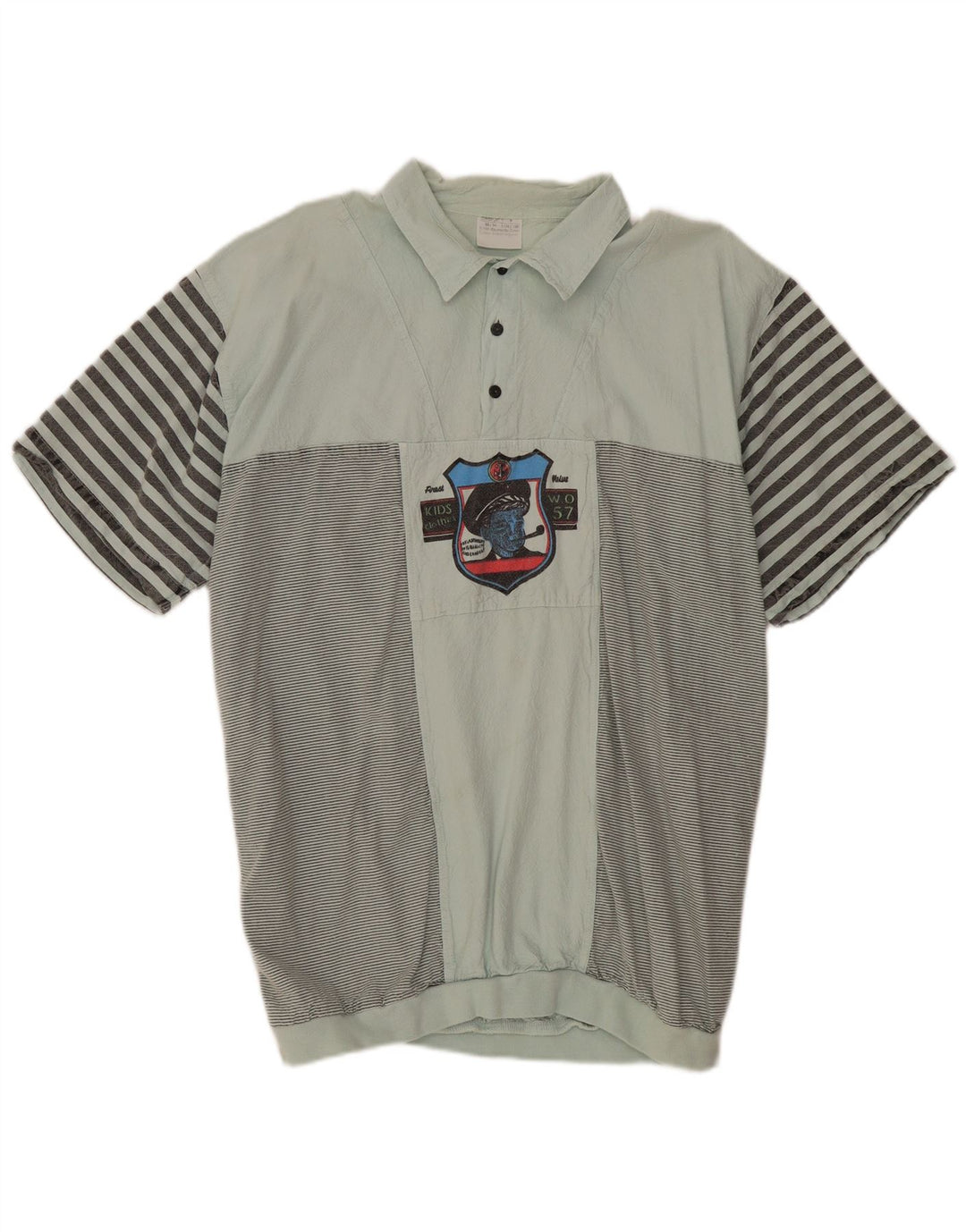 VINTAGE Chemise pull à manches courtes pour hommes IT 52/54 Grand vert rayé
