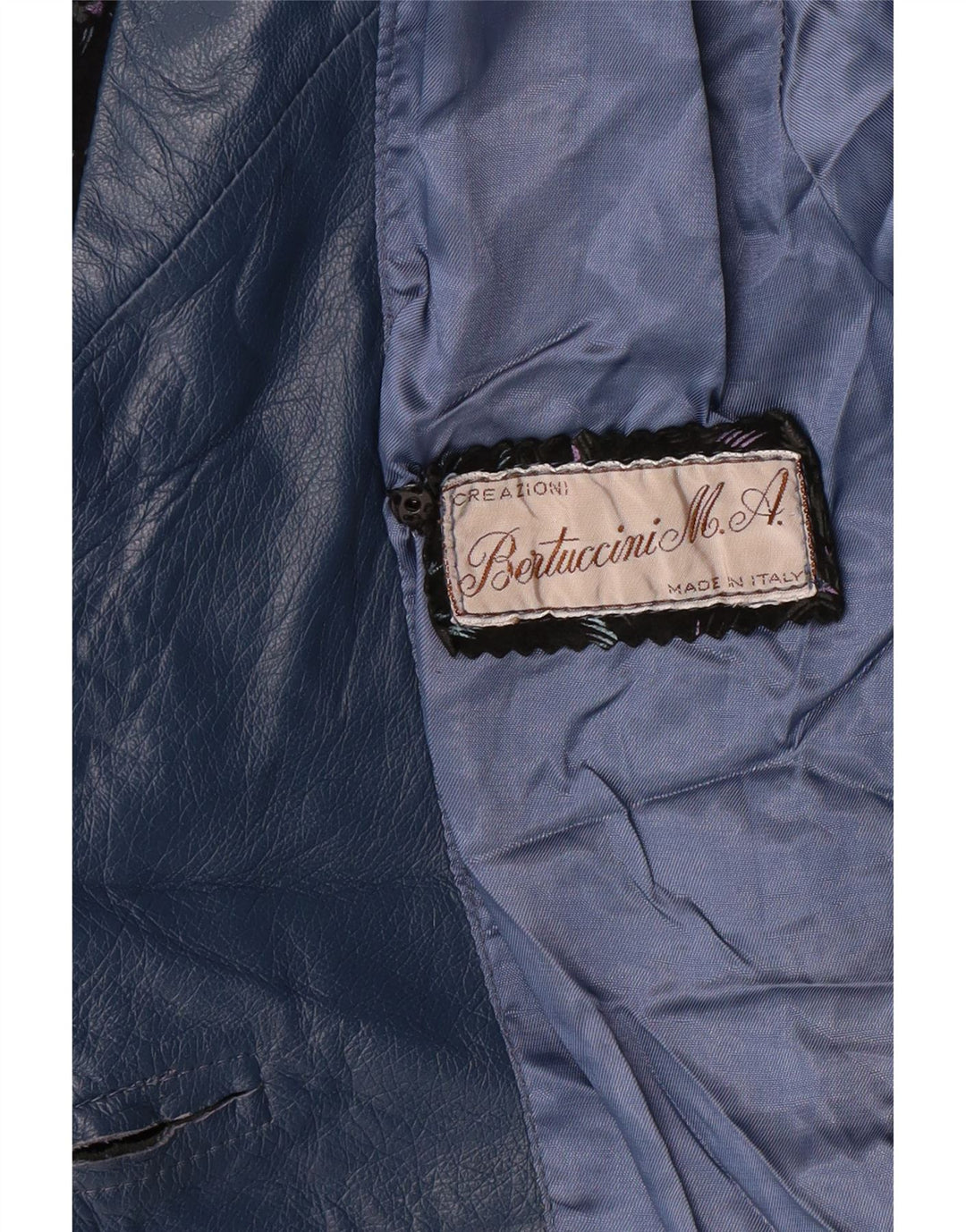 veste en cuir femme vintage UK 14 Grand Bleu Floral Rétro