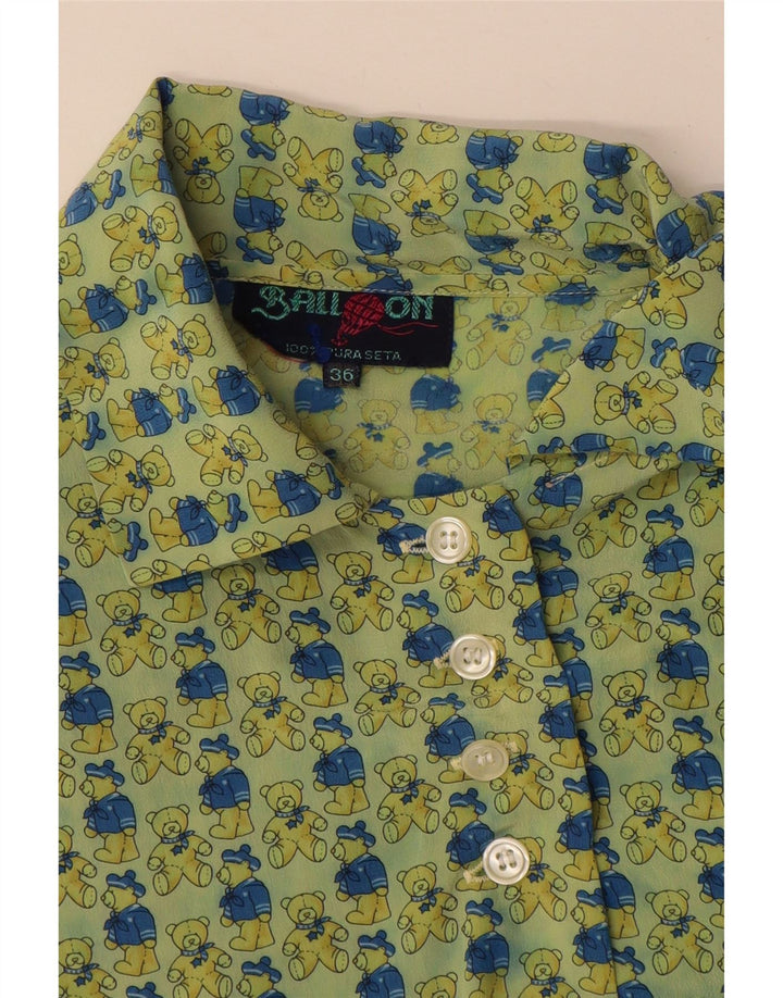 Ballon Chemise surdimensionnée graphique pour femme EU 36 Petite soie verte