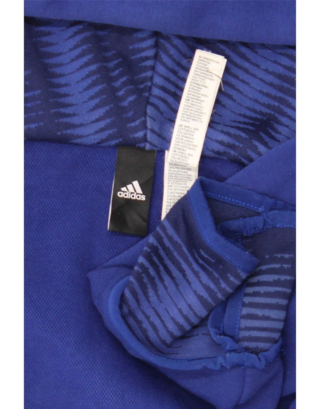 Adidas Pull à capuche zippé pour homme en coton bleu moyen