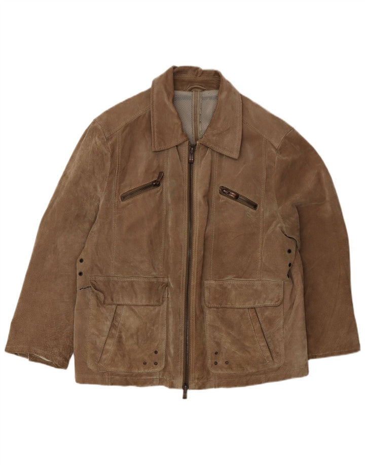 veste en daim homme vintage IT 50 grand cuir marron