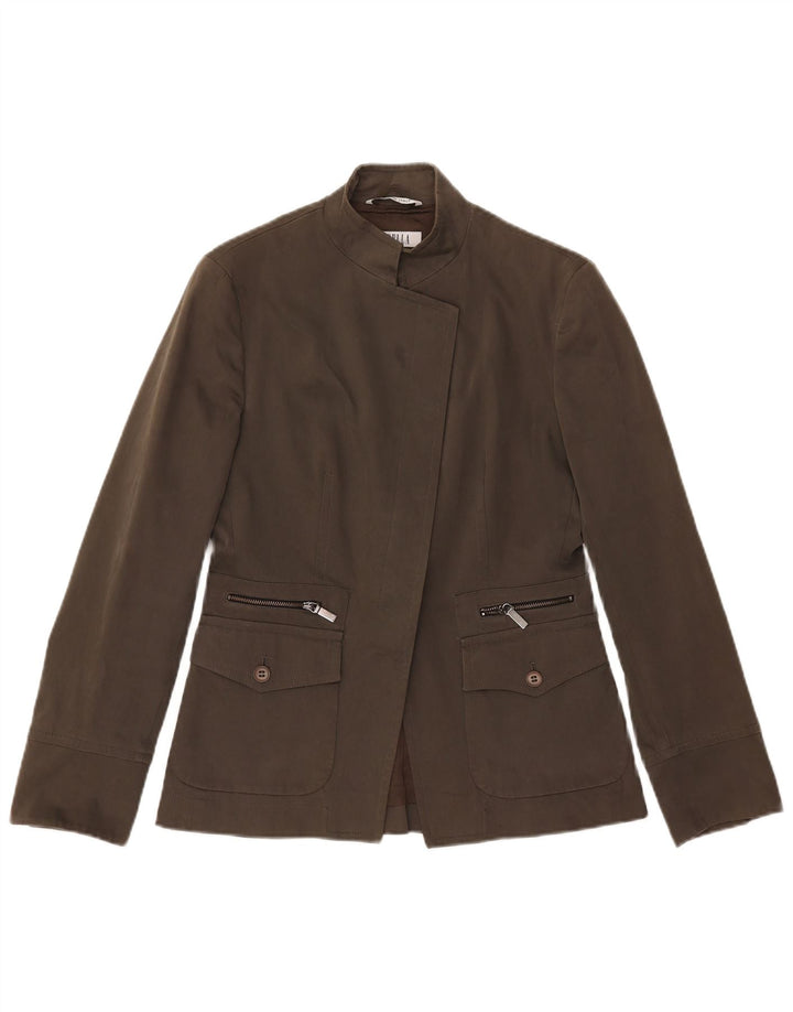 Marella Veste Blazer Femme UK 10 Petit Coton Marron