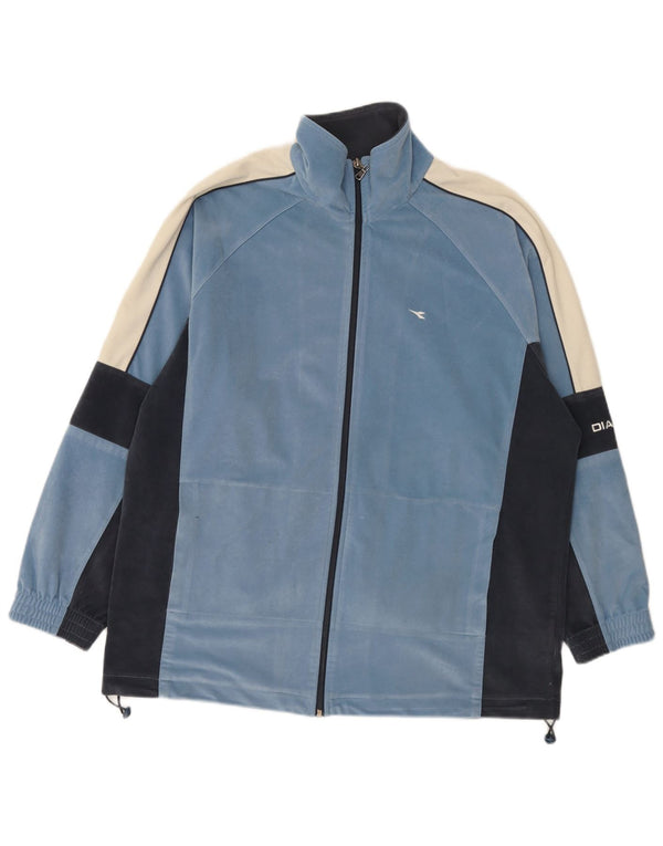 Diadora Survêtement complet en velours pour homme UK 44 XL Bleu Colorblock Polyester
