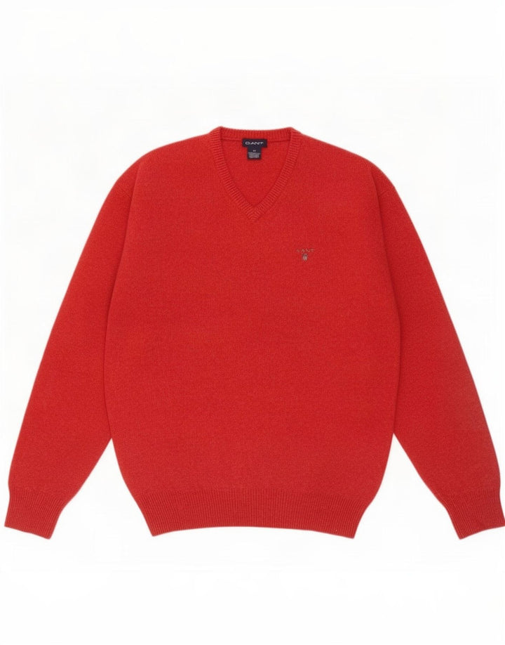 Gant Pull Col V Homme Rouge Moyen Laine d'Agneau