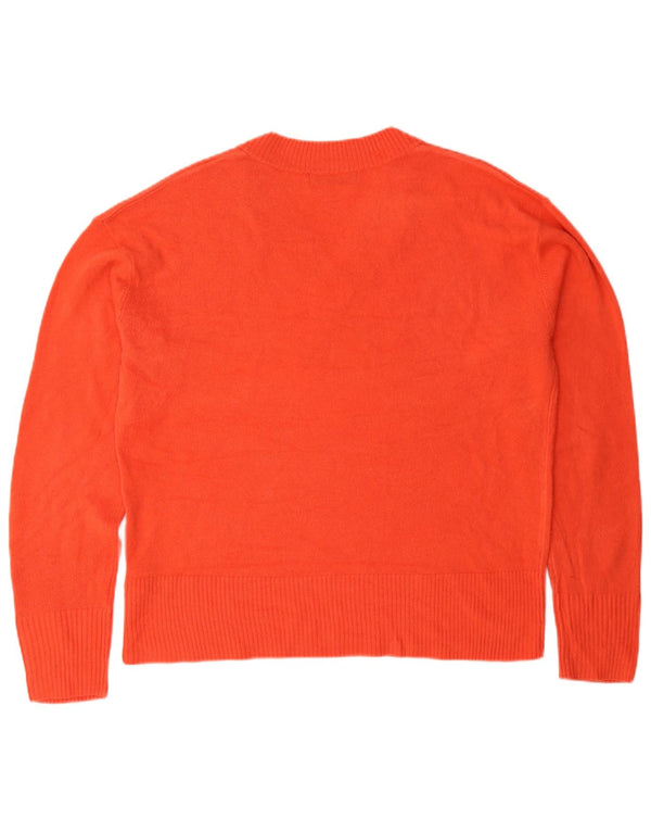 Marks & Spencer Pull col en V pour femme UK 16 Large Orange Acrylique