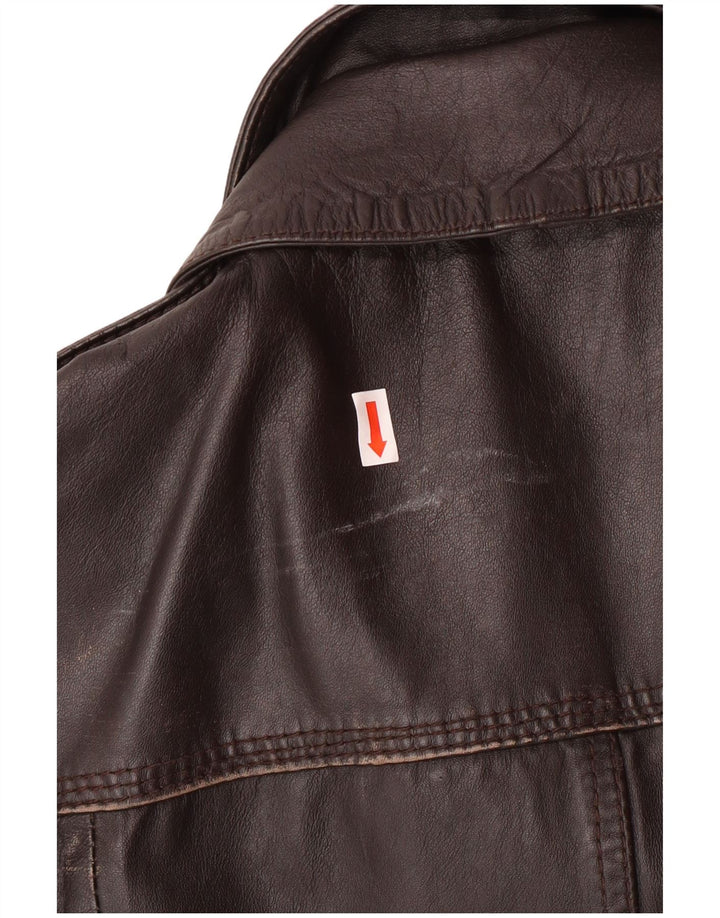 Superdry Veste en cuir militaire pour homme UK 40 Grand cuir marron