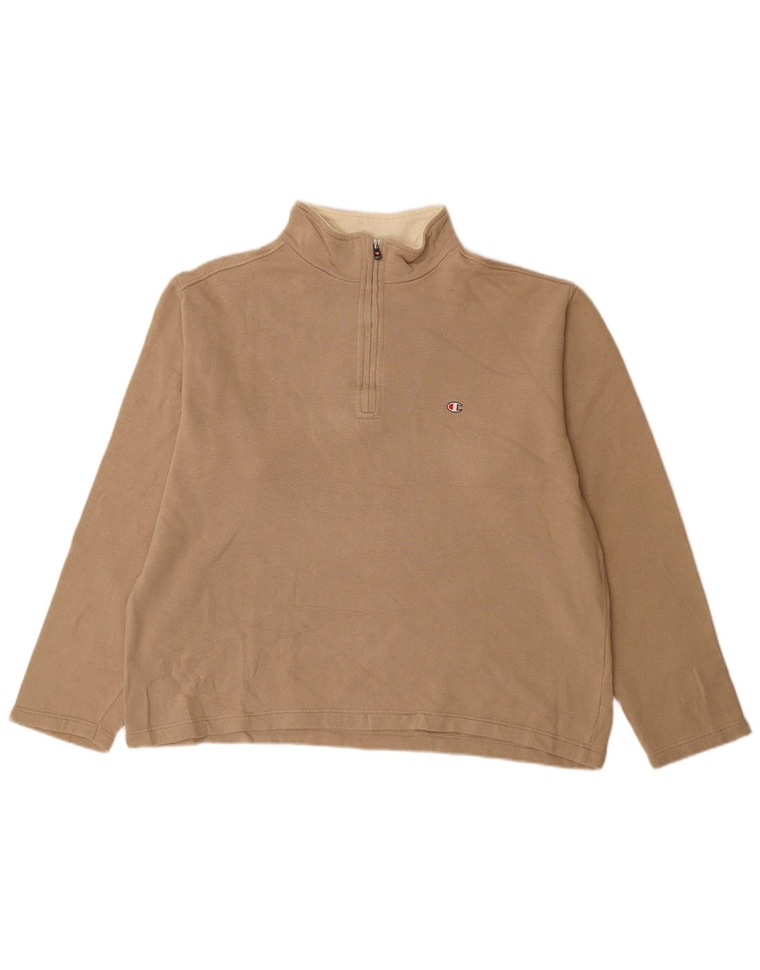 Champion Sweat-shirt à col zippé pour homme Grand coton beige