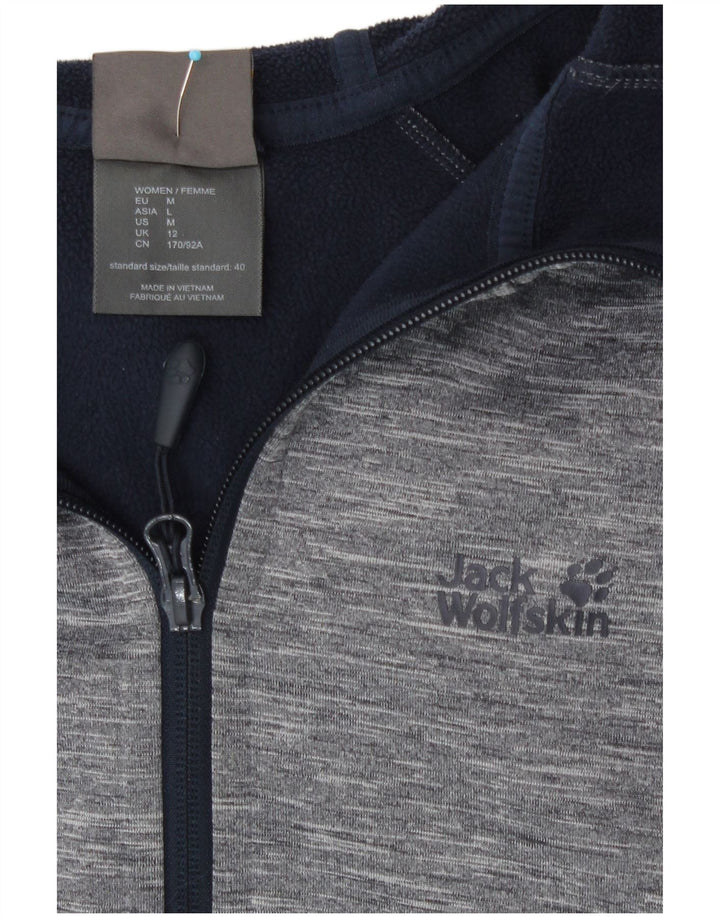 Jack Wolfskin Pull à capuche zippé pour femme UK 12 Polyester moucheté gris moyen