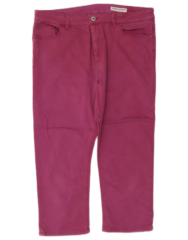 Marks & Spencer Pantalon capri taille haute pour femme UK 16 Large W34 L21 Violet