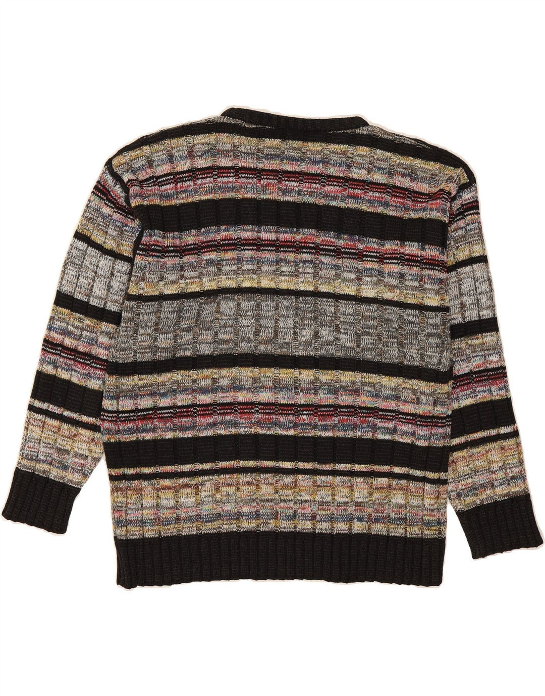 VINTAGE Mens Crew Neck Jumper Sweater Large Multicoloured Striped Vintage Vintage and Second-Hand Vintage from Messina Hembry 