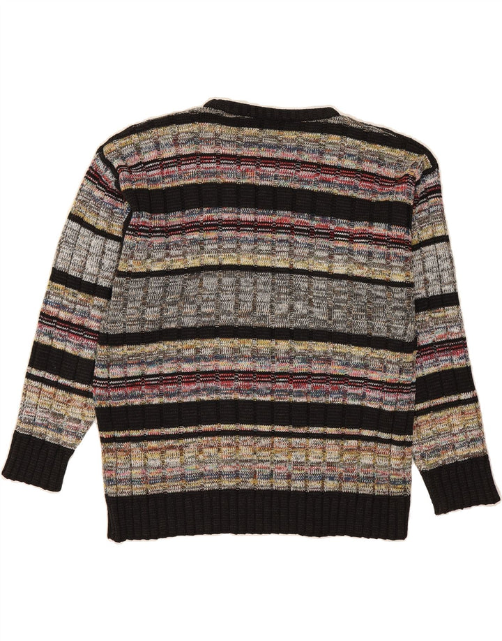 VINTAGE Mens Crew Neck Jumper Sweater Large Multicoloured Striped Vintage Vintage and Second-Hand Vintage from Messina Hembry 