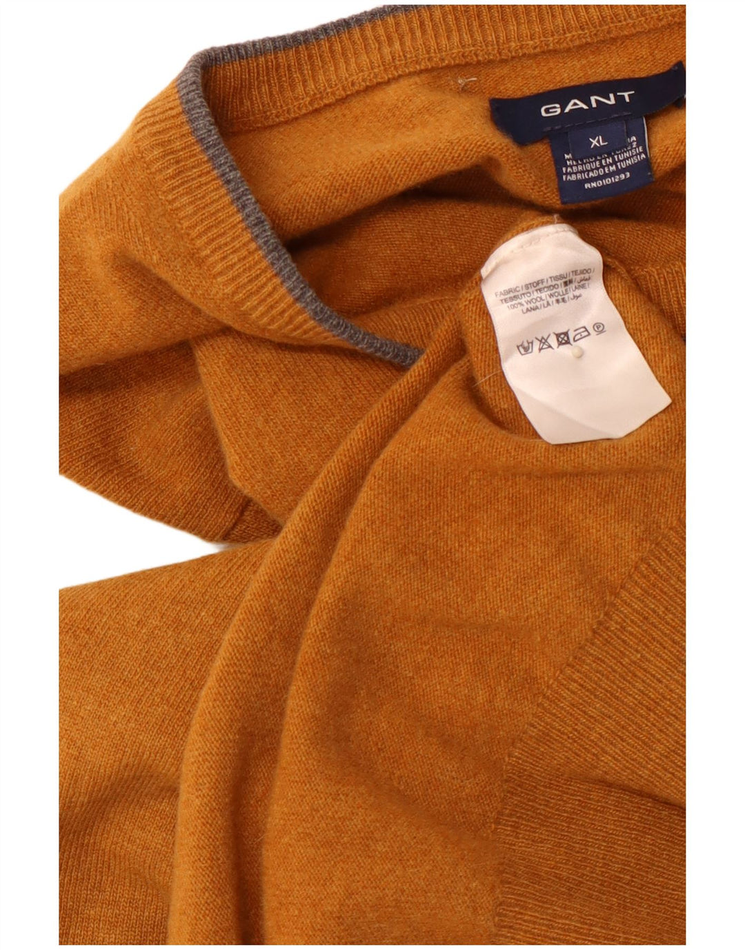 GANT Pull col V Homme XL Jaune Laine