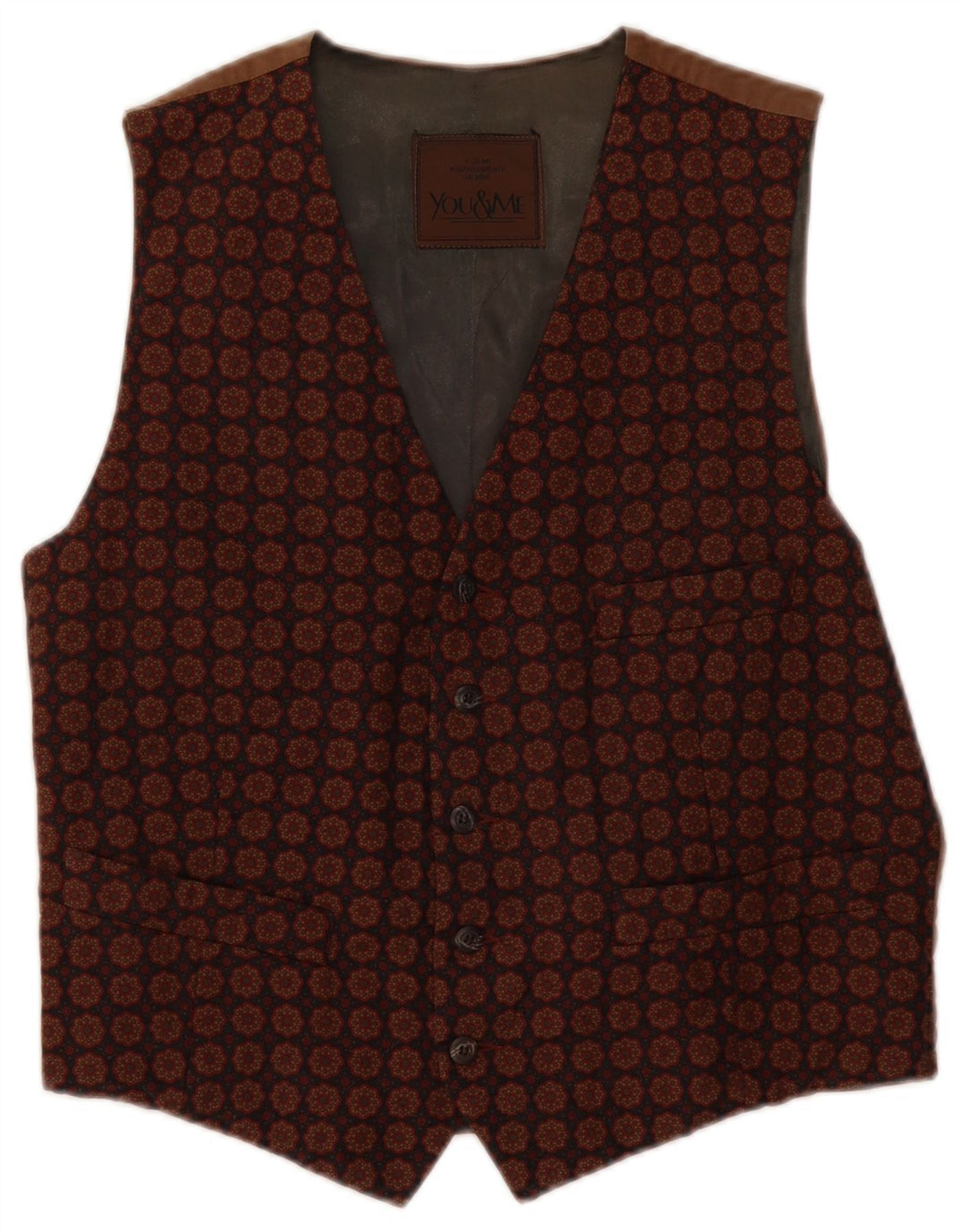gilet homme vintage IT 50 Medium Brown Floral