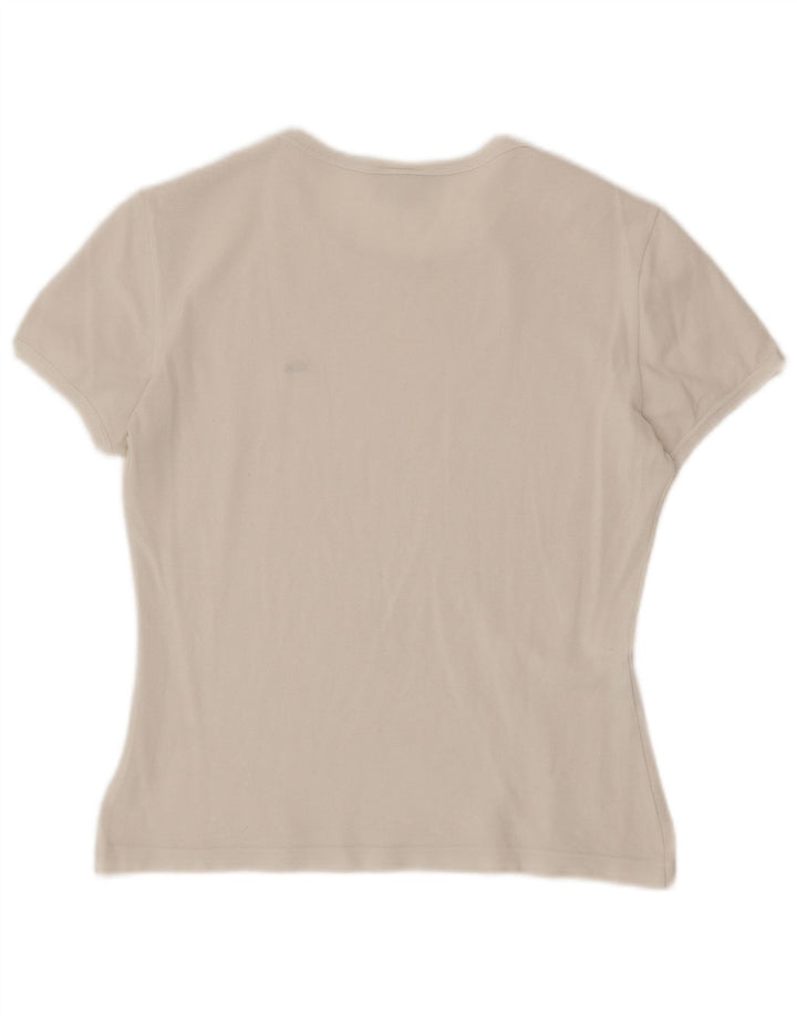 LACOSTE T-Shirt Femme Top Taille 42 Large Blanc