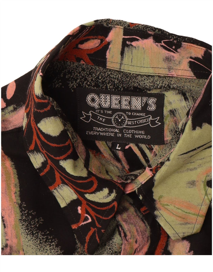 Chemise à motif abstrait vintage pour hommes grande viscose florale multicolore