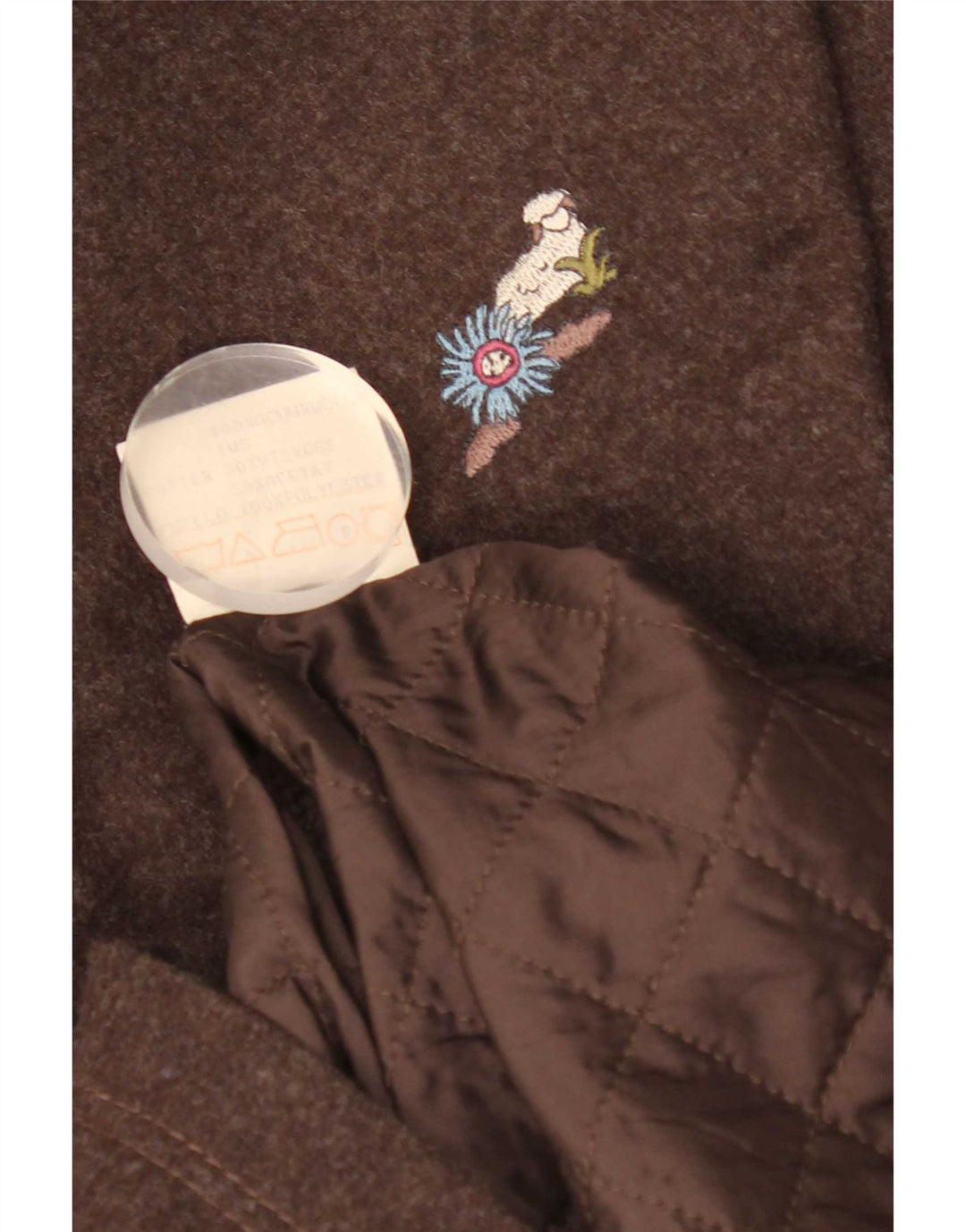 vintage Femme Oversize Graphique Capuche Parka Veste UK 10 Petite Laine Brune