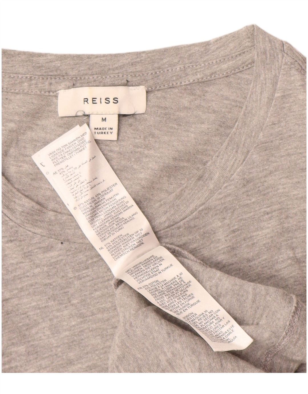REISS T-Shirt Femme UK 14 Gris Moyen Coton