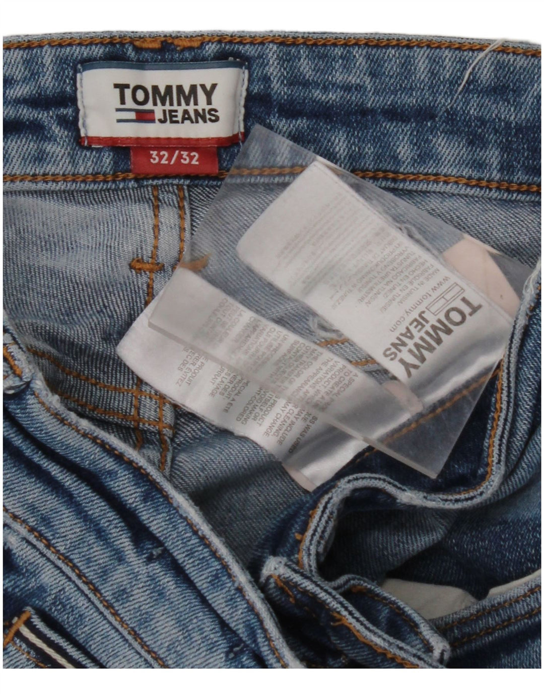 TOMMY HILFIGER Jean Droit Homme W32 L32 Bleu Coton