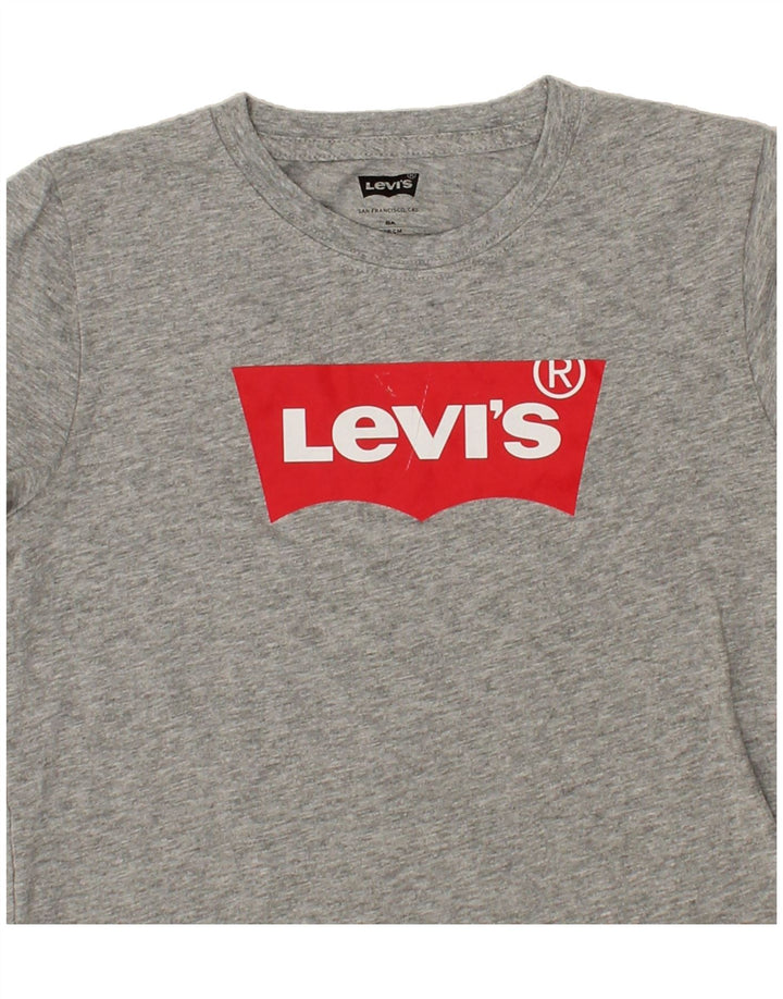 LEVI'S Boys Graphic Top Long Sleeve 7-8 Years Grey Cotton Vintage Levi's and Second-Hand Levi's from Messina Hembry 