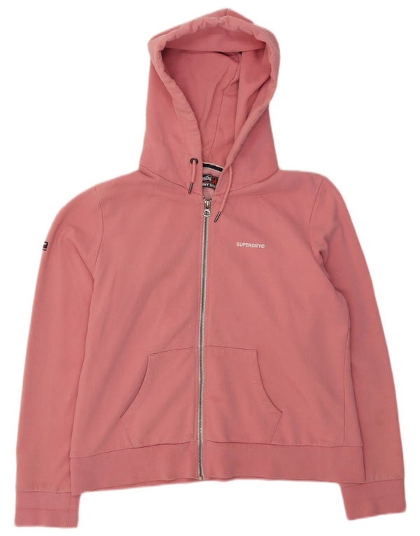 Superdry Pull à capuche zippé pour femme UK 16 Large Rose Coton