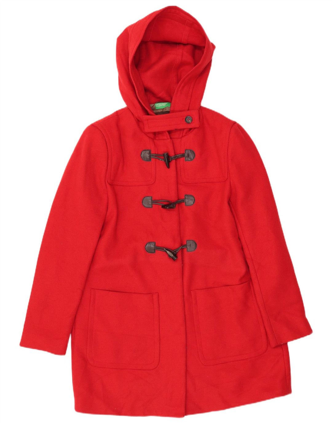BENETTON Duffle-coat à capuche pour femme UK 16 Grande laine rouge