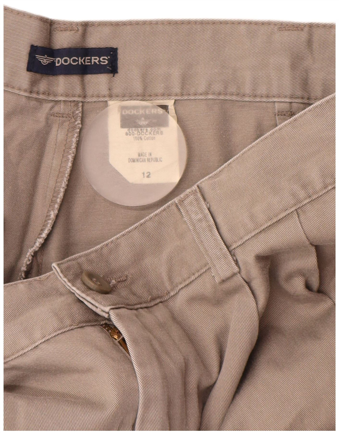 DOCKERS Short chino taille haute pour femme US 12 Large W28 Gris Coton