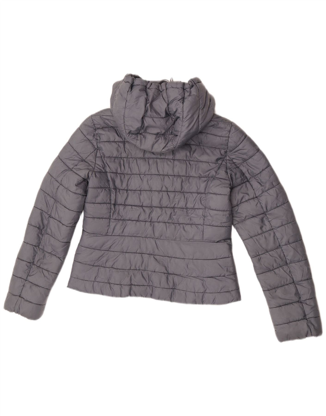 Zara Veste matelassée à capuche pour femme UK 14 Large Gris Polyester