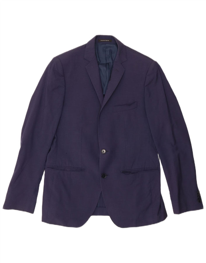 VINTAGE Veste Blazer 2 Boutons Homme IT 48 Viscose Bleu Marine Moyen