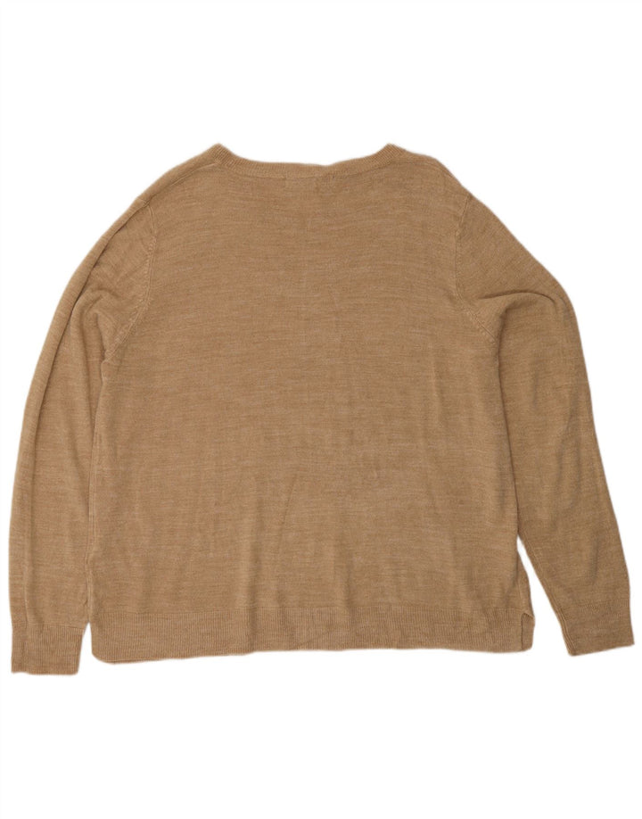 MARKS & SPENCER Pull à col rond pour femme UK 22 3XL Beige Acrylique