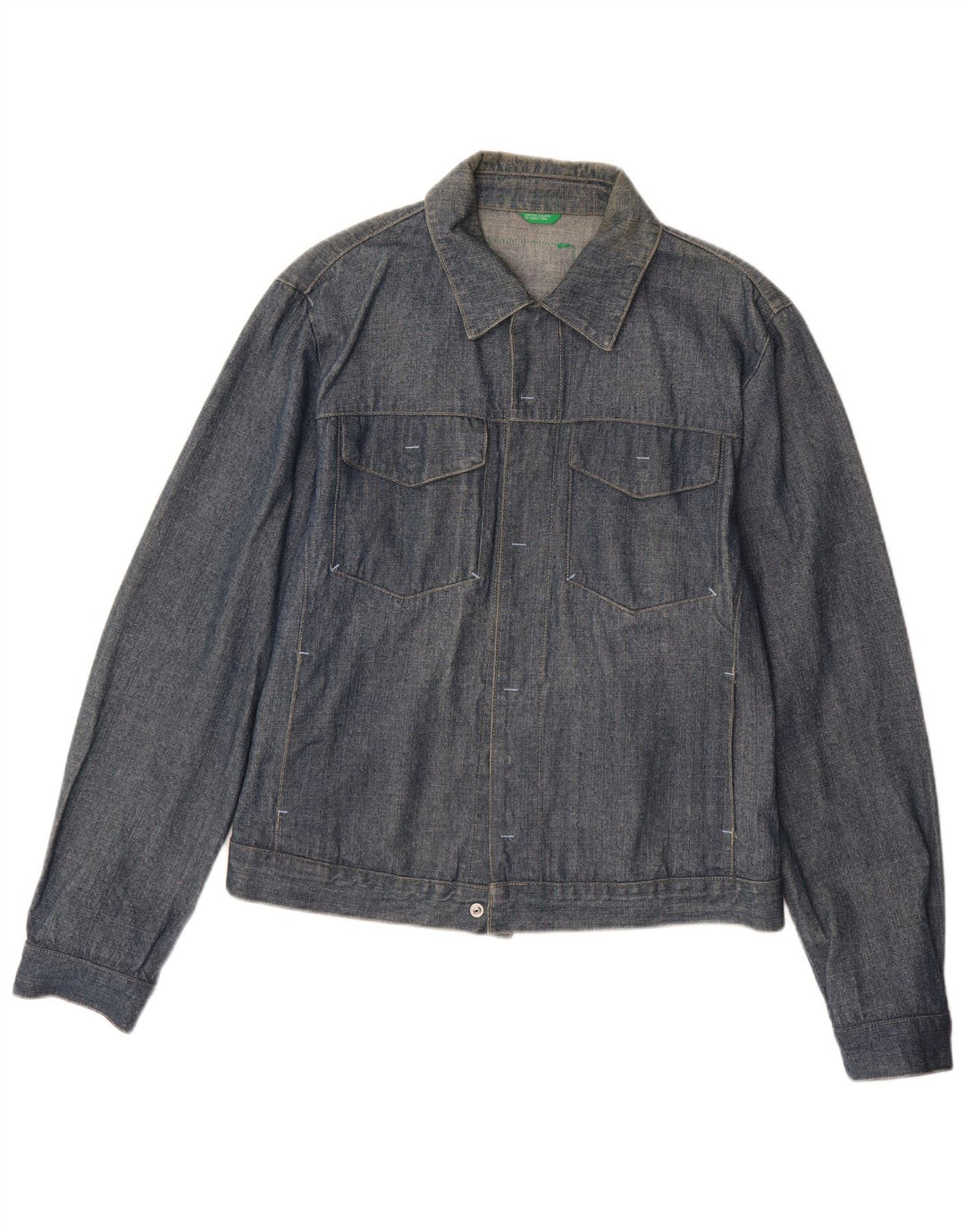 Benetton Veste en Jean Homme UK 40 Large Bleu Marine Coton