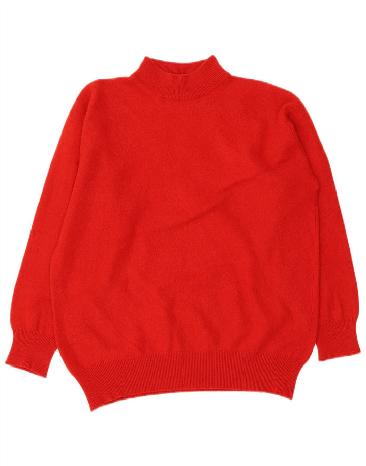 VINTAGE Womens Crop Turtle Neck Jumper Sweater UK 12 Medium Red