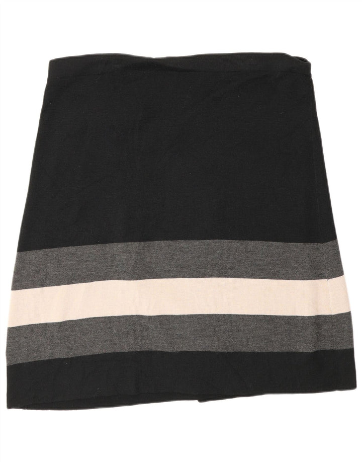 Phase Eight Jupe portefeuille en tricot pour femme W34 Grande laine rayée noire