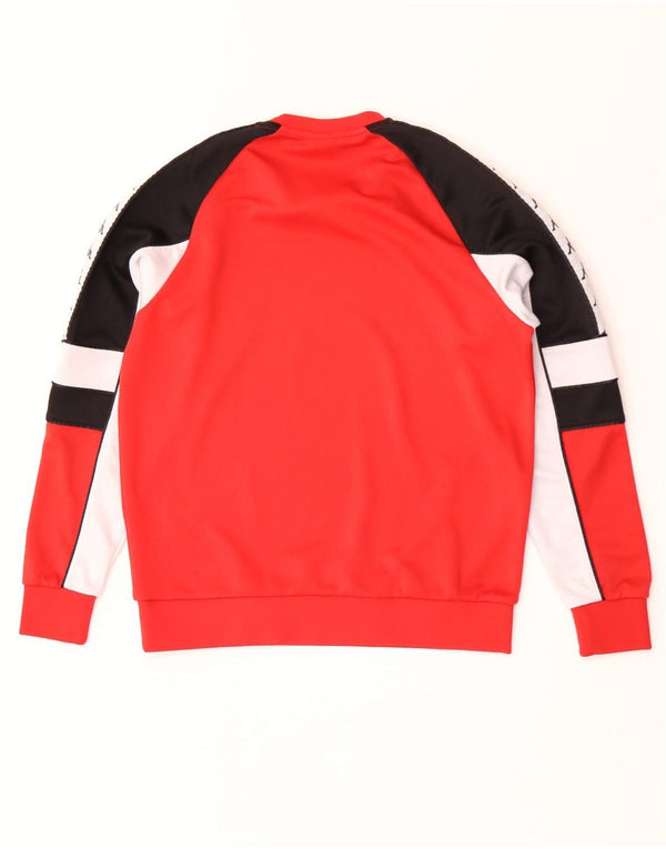 Kappa Sweat-shirt graphique pour homme en polyester color block rouge moyen
