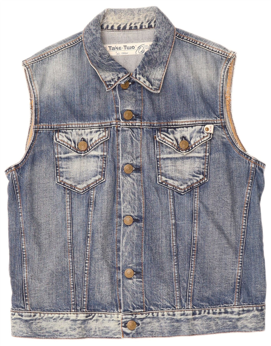 TAKE TWO Gilet en Jean Garçon 13-14 Ans XL Bleu Coton