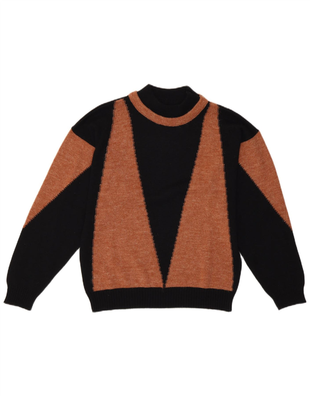 vintage Femmes Turtle Neck Jumper Pull EU 40 Moyen Noir Rétro