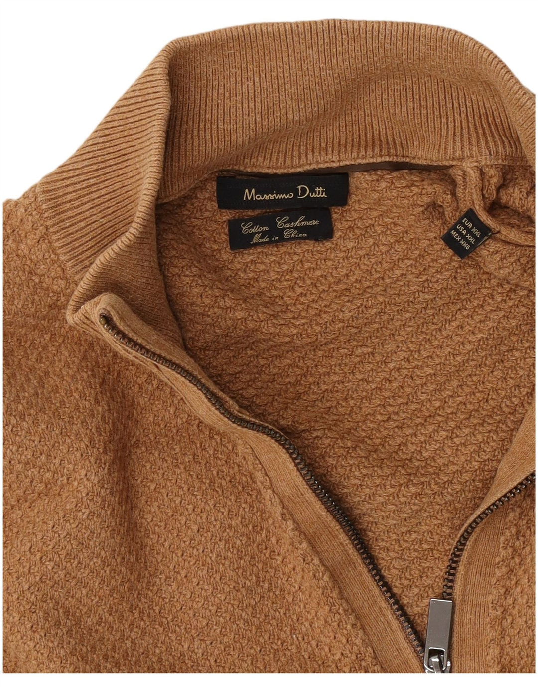 Massimo Dutti Pull col zippé pour homme en coton marron 2XL