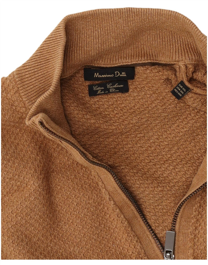 Massimo Dutti Pull col zippé pour homme en coton marron 2XL