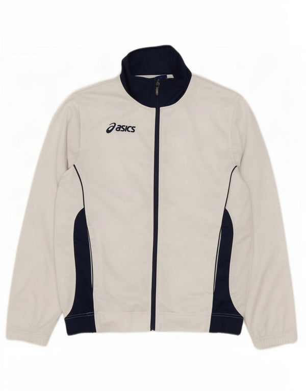 Asics Veste de survêtement pour homme Small Blanc Colorblock Polyester