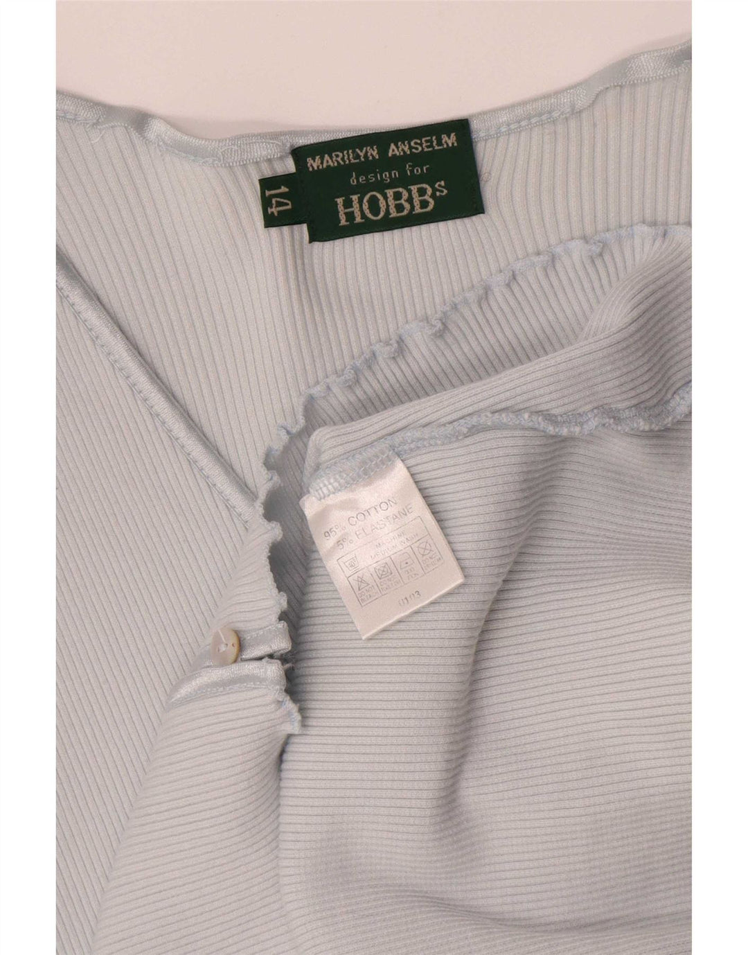 Hobbs Femmes Crop Cardigan Top UK 14 Bleu Moyen Coton