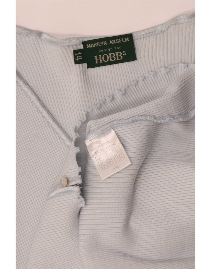 Hobbs Femmes Crop Cardigan Top UK 14 Bleu Moyen Coton