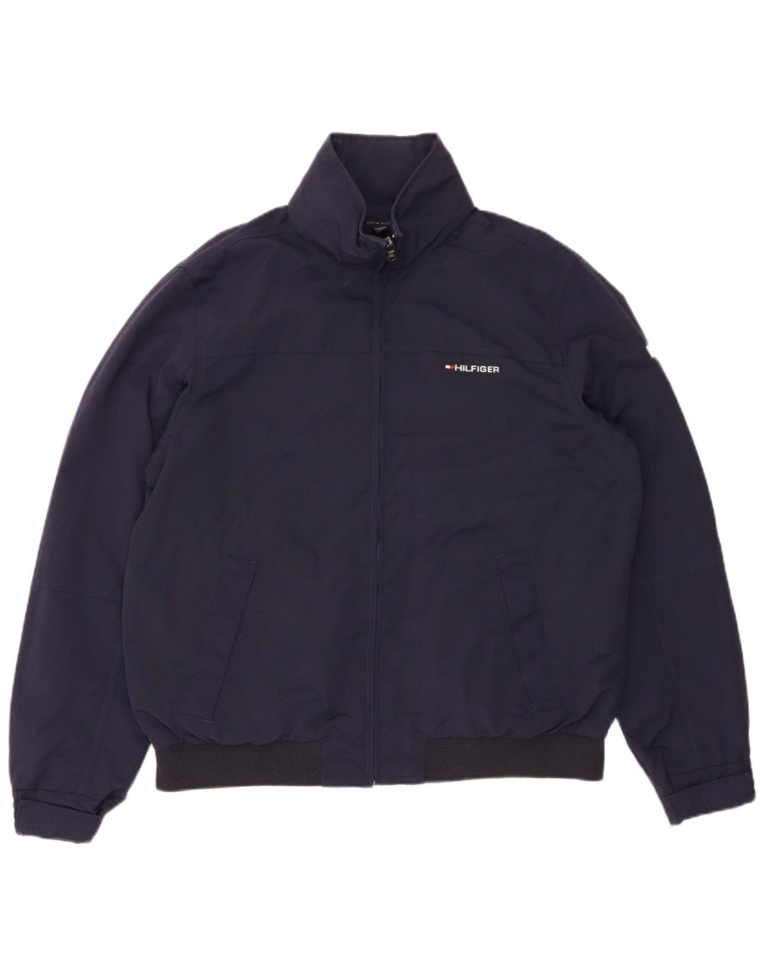 TOMMY HILFIGER Veste Bomber à Capuche Homme UK 38 Medium Bleu Marine Nylon