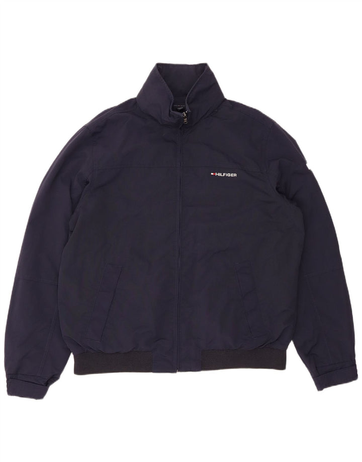 TOMMY HILFIGER Veste Bomber à Capuche Homme UK 38 Medium Bleu Marine Nylon