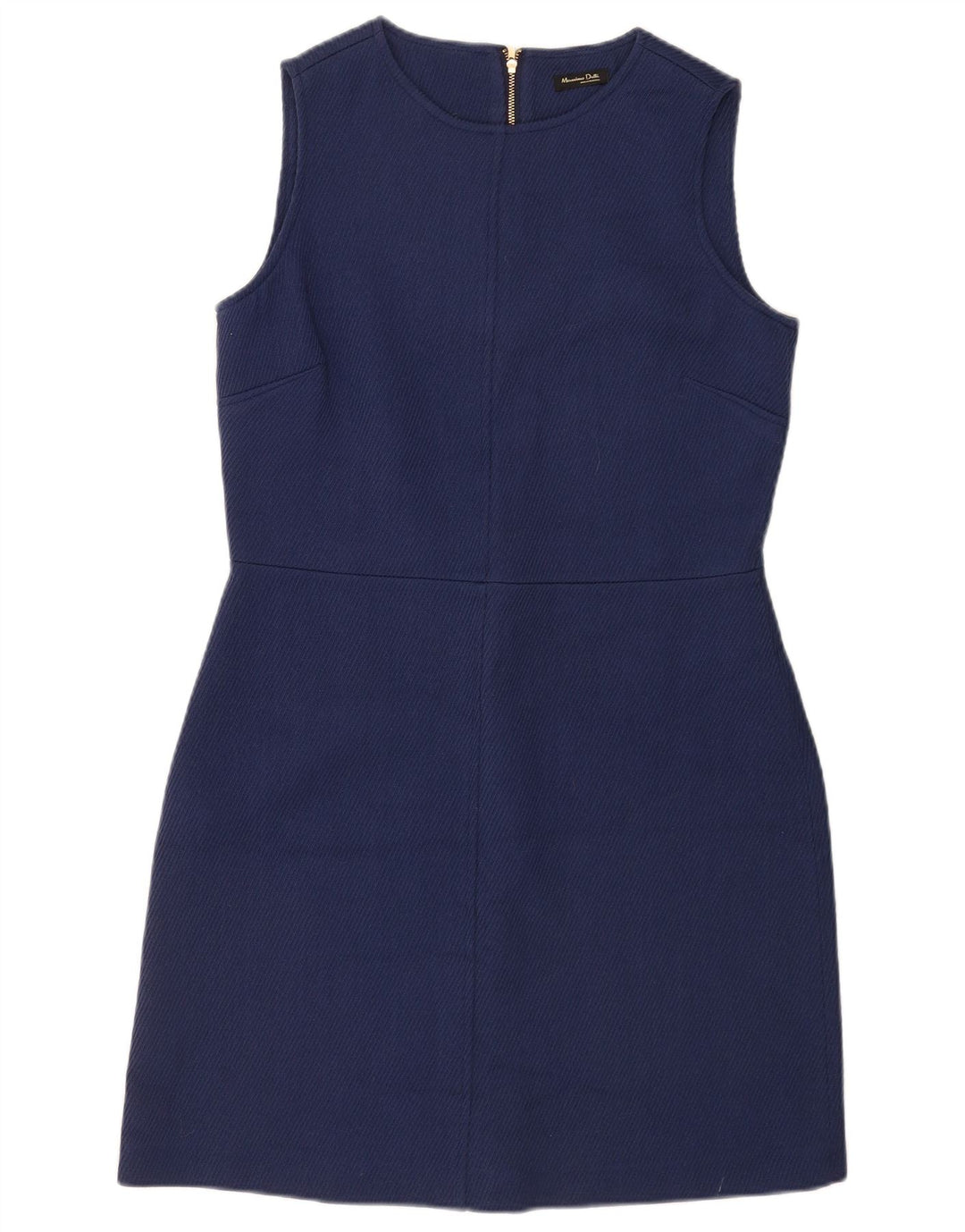 Massimo Dutti Robe fourreau sans manches pour femme EU 42 Grande laine bleu marine