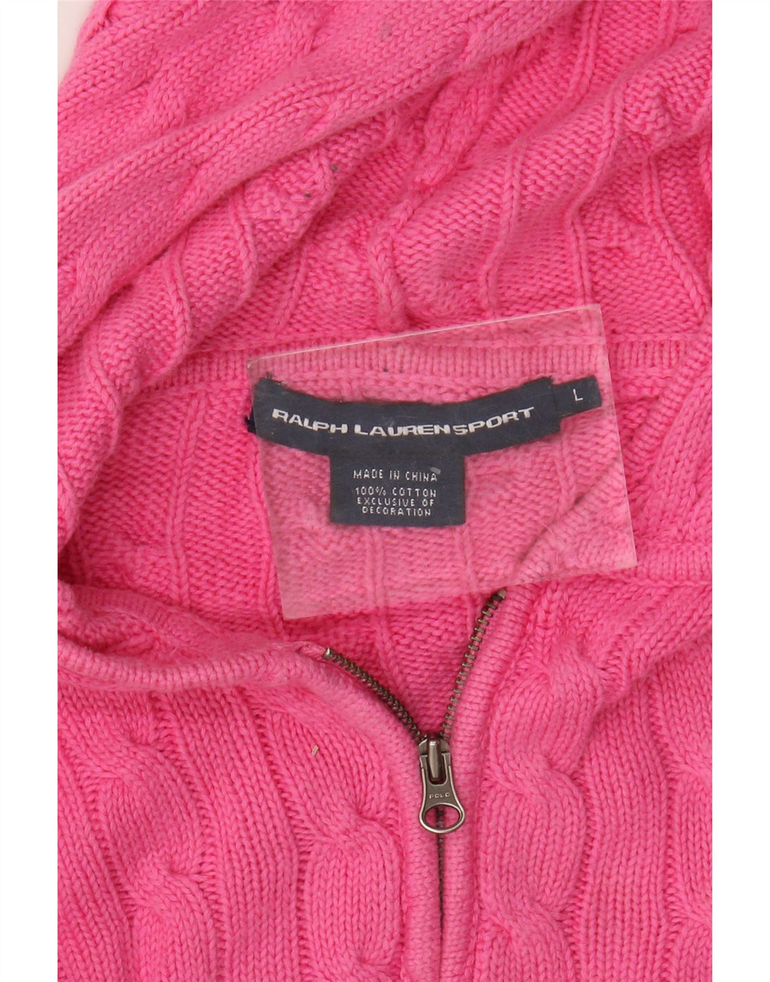 Ralph Lauren Pull cardigan court à capuche pour femme UK 16 Grand coton rose