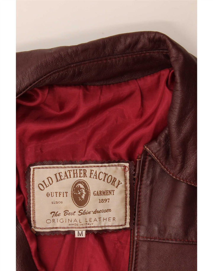 veste en cuir femme vintage UK 14 Bourgogne moyen