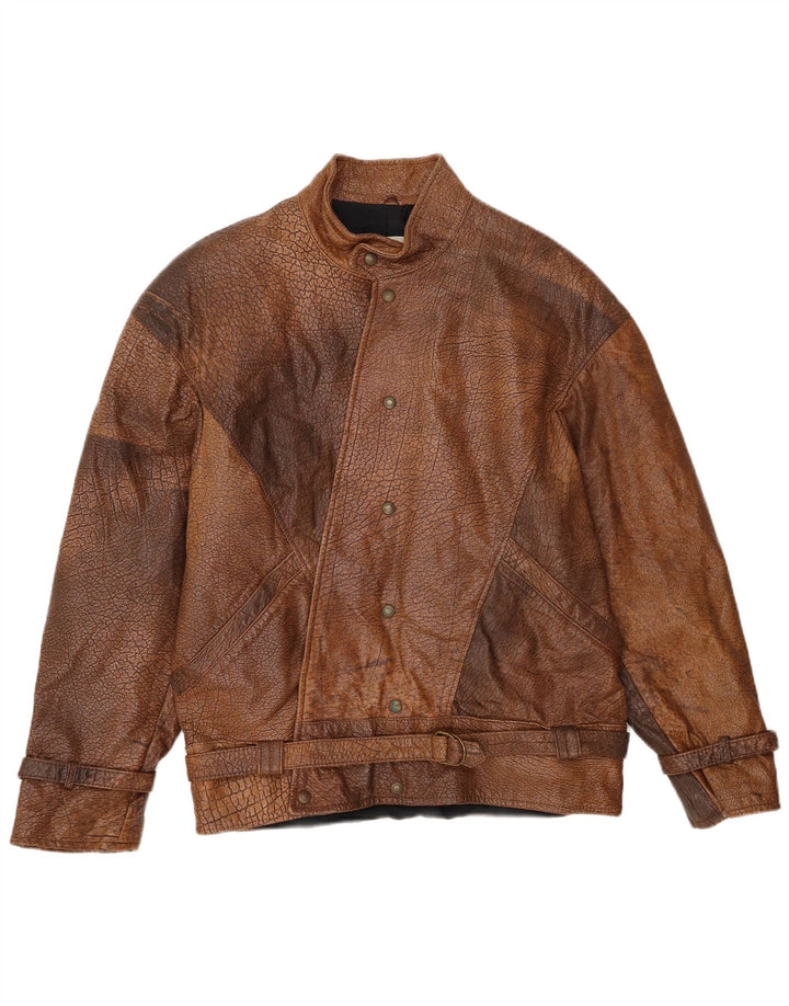 veste en cuir bomber homme vintage IT 48 cuir marron moyen