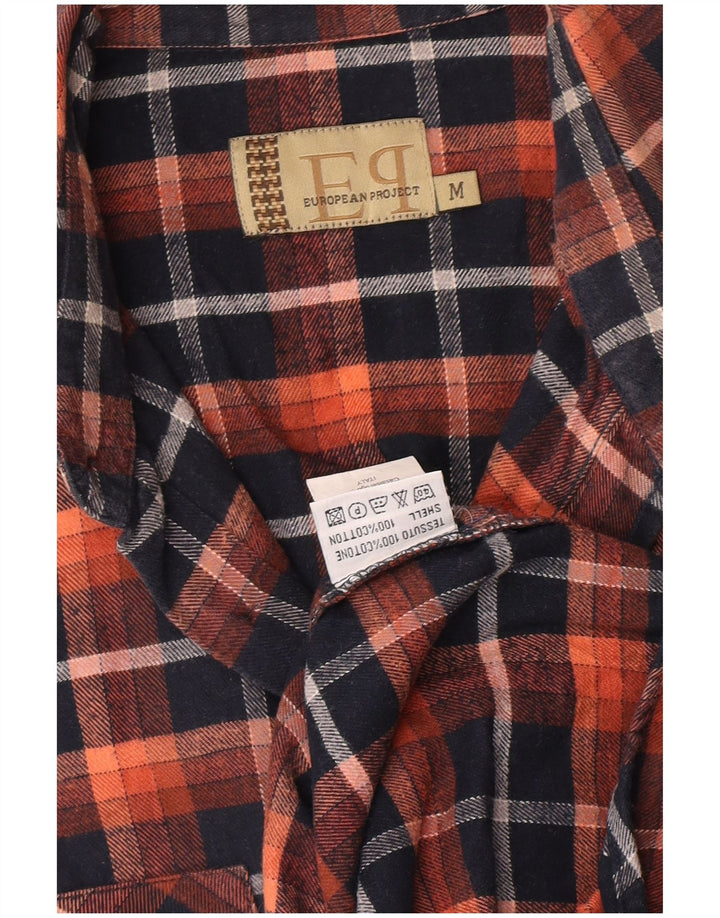 European Project Chemise en flanelle pour homme en coton à carreaux orange moyen