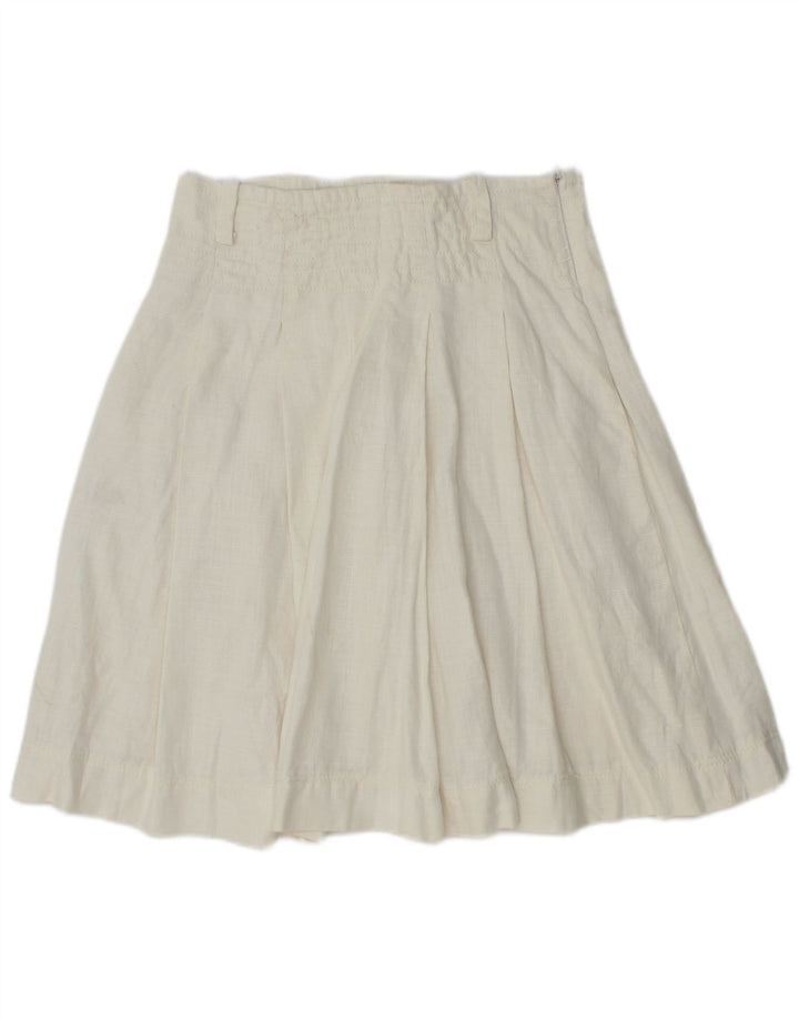 Zara Femme Jupe Plissée Small W26 Lin Blanc