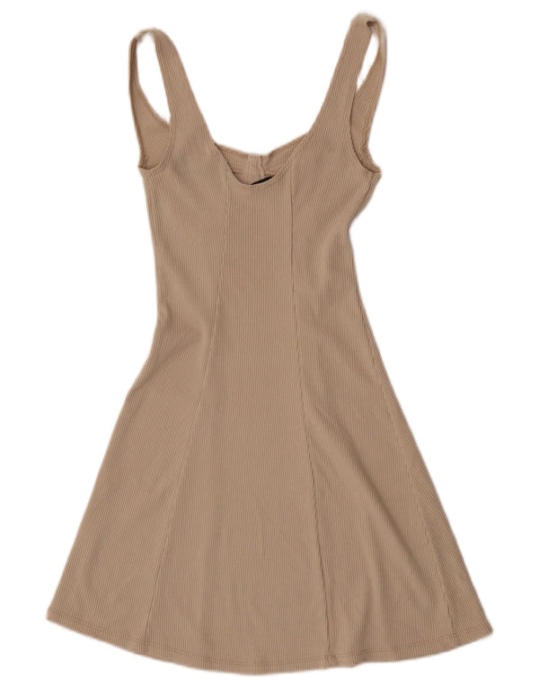 Zara Robe trapèze sans manches pour femme UK 8 Small Beige