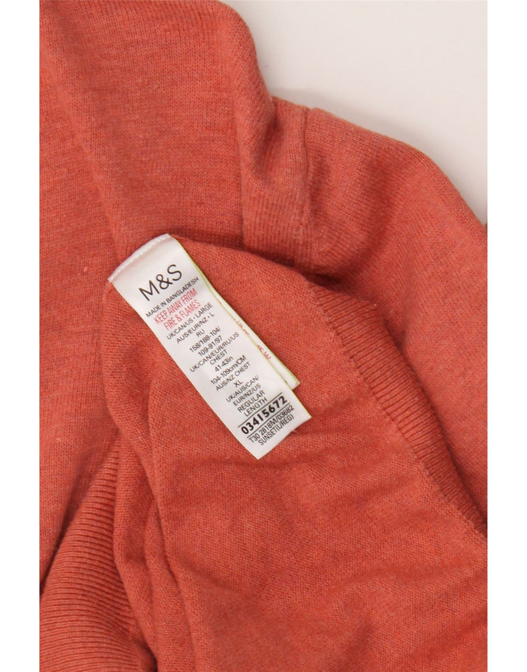 Marks & Spencer Pull col V pour homme en coton orange Taille L